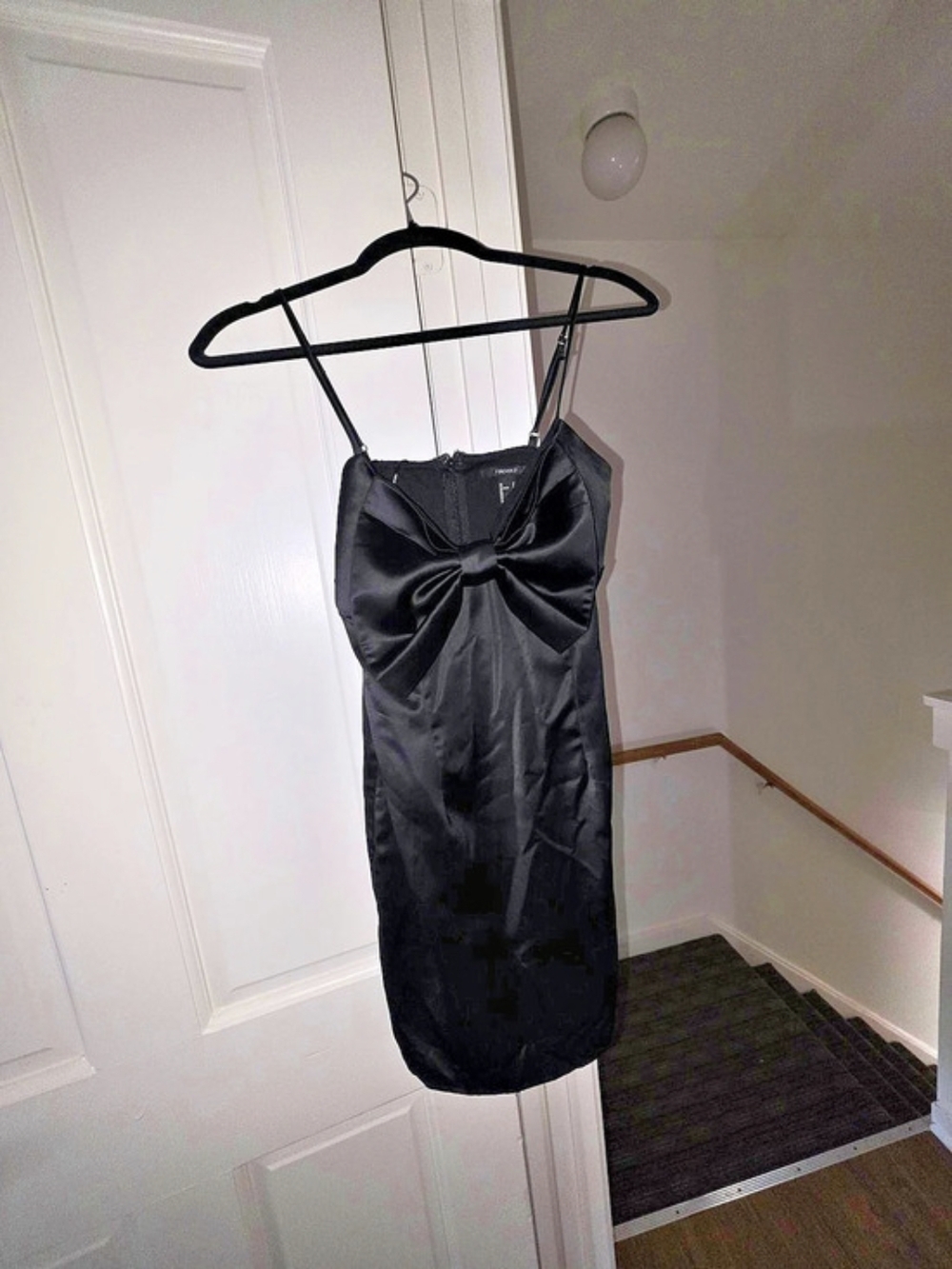 Forever 21 Satin Bow Mini Dress Black Midi Dress